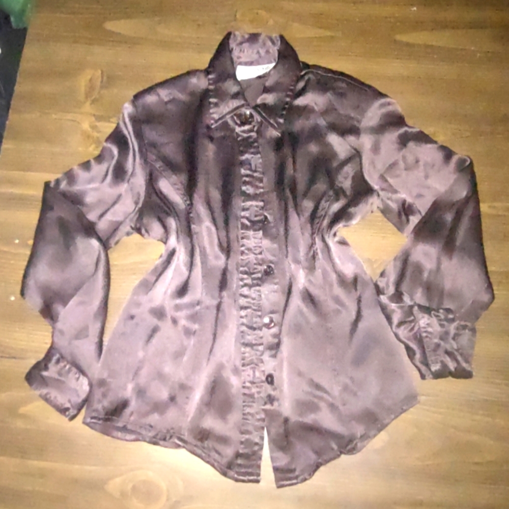 Elegant Brown Satin Blouse